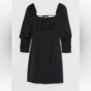 H&M puff sleeve lace up back dress